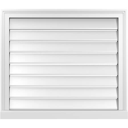 Ekena Millwork Vertical Surface Mount PVC Gable Vent: Functional, w/ 2"W x 2"P Brickmould Sill Frame, 30"W x 26"H GVPVE30X2603SF